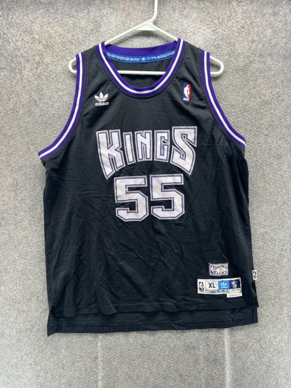 Jason Williams Sacramento Kings Jersey Mens XL Black NBA Basketball Adidas 55